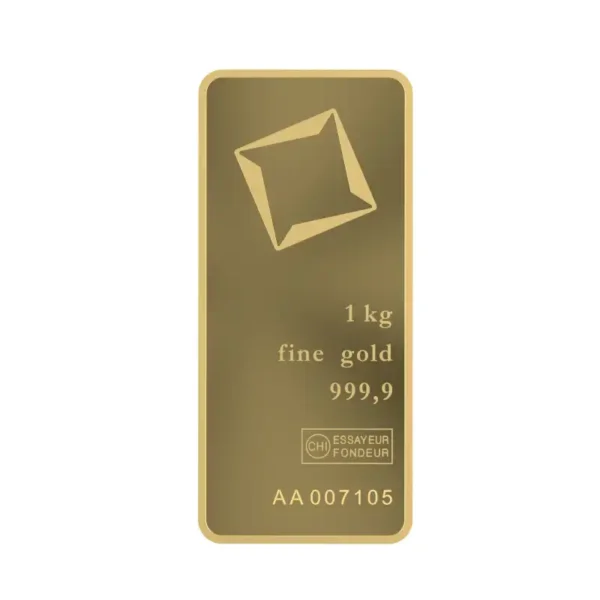 Valcambi 1 kilo gold bar (obverse side view) – premium quality investment product