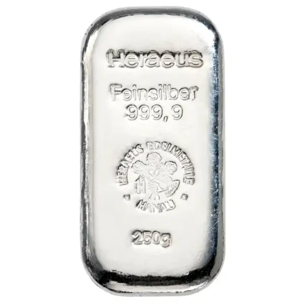 250 gram Heraeus silver bar