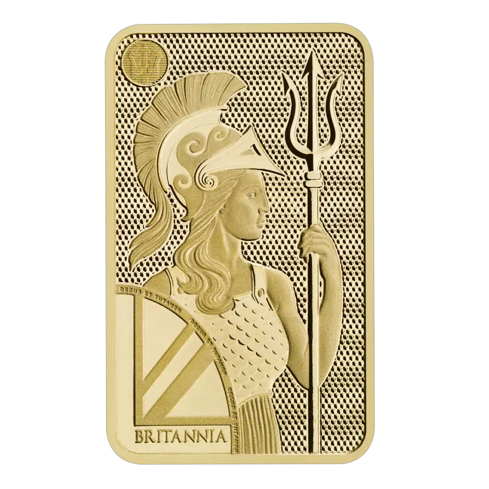 Златно кюлче Britannia 10 г – лицева страна от The Royal Mint Златно кюлче Britannia 10 грама The Royal Mint – лицева страна