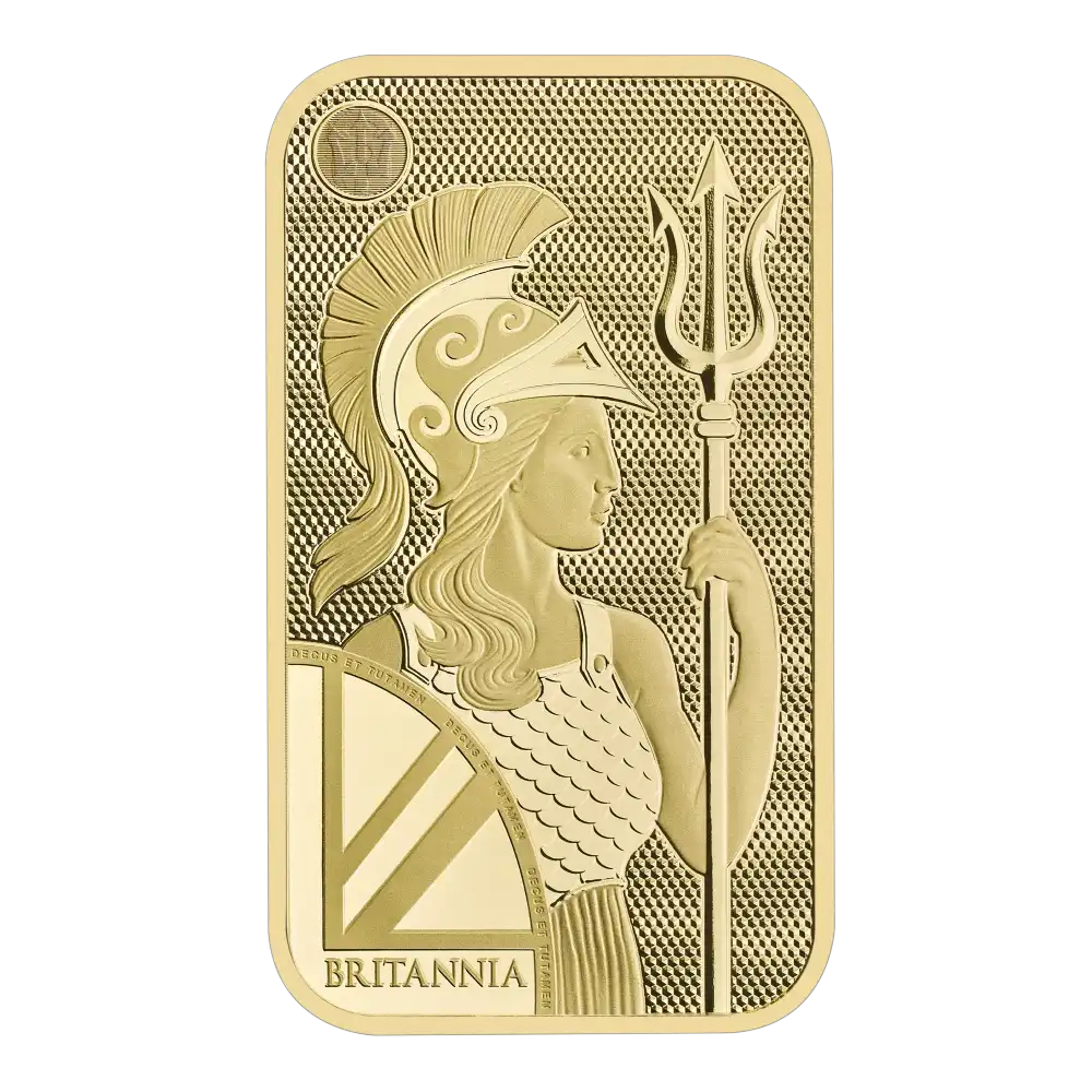 Златно кюлче Britannia 1 oz – обратна страна от The Royal Mint Златно кюлче Britannia 1 тройунция The Royal Mint – обратна страна