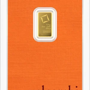 Valcambi 5 gram gold bar – front side, 999.9 fine investment gold