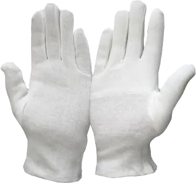 Бели памучни ръкавици за безопасно боравене с инвестиционно злато, сребро и монети