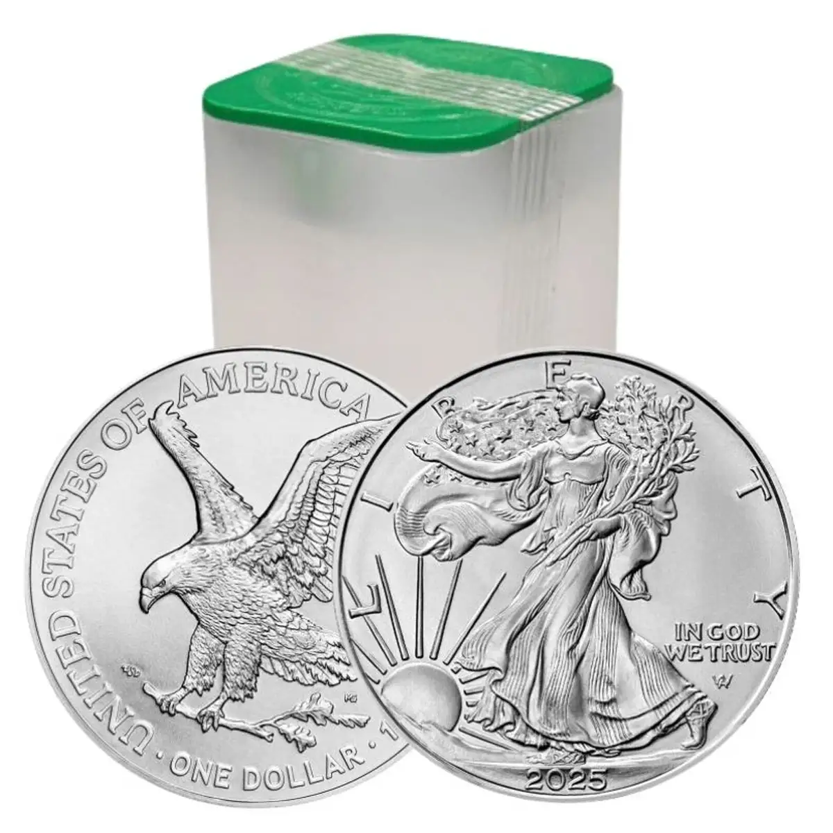 Американска сребърна монета American Eagle – инвестиционна монета от 1 унция тубос 25 броя