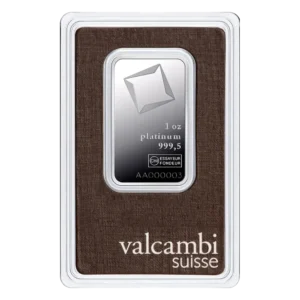 1 унция платинено кюлче Valcambi Suisse лице без опаковка от Златен Резерв
