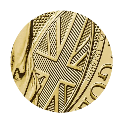 Монета Britannia със защитен елемент щит