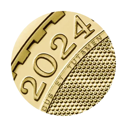 Britannia coin Lettering micro-text security feature Britannia coin Lettering micro-text security feature